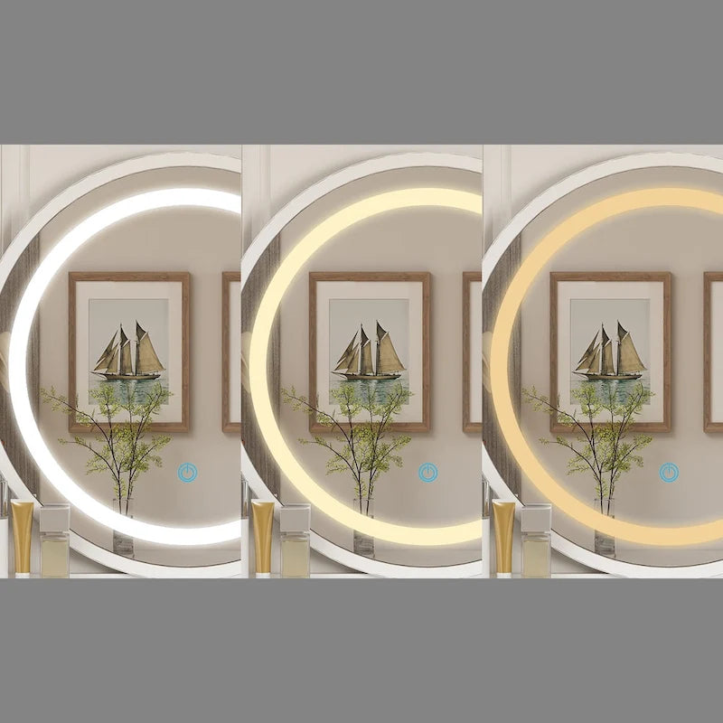 31.5 Wide Makeup Vanity Set with Stool, Mirror,3 Color Light - 31.5W-20