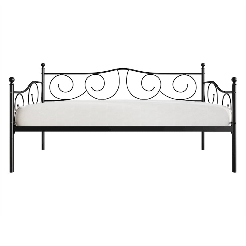 Twin Metal Daybed with Storage - Black/White/Brown-24