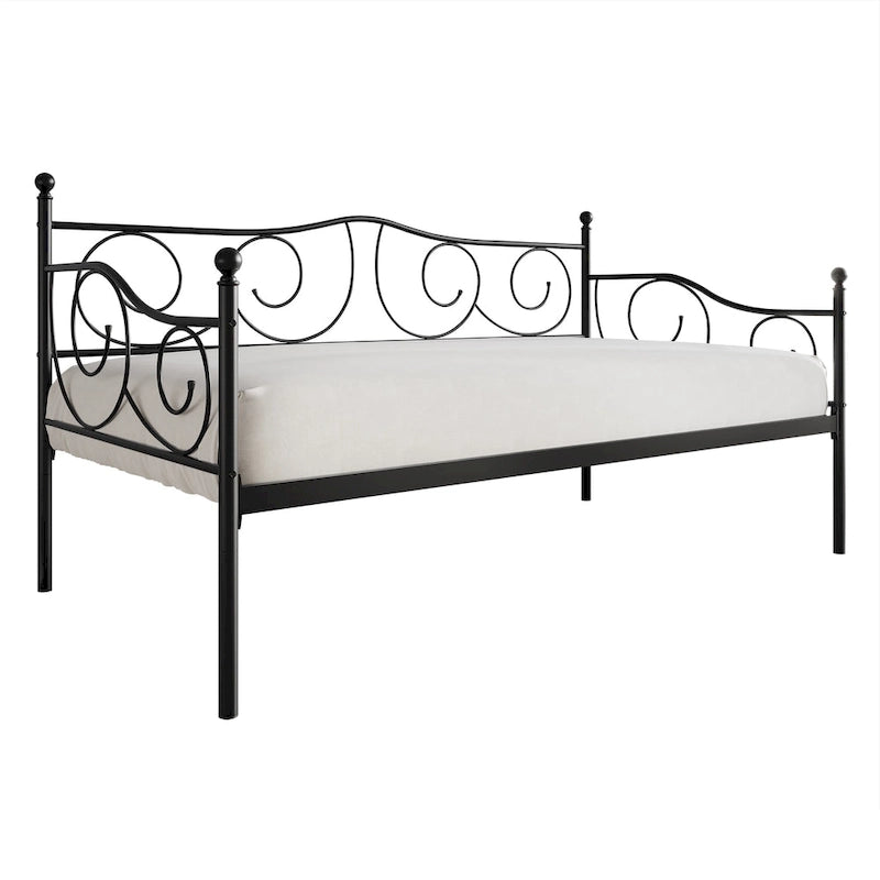 Twin Metal Daybed with Storage - Black/White/Brown-2