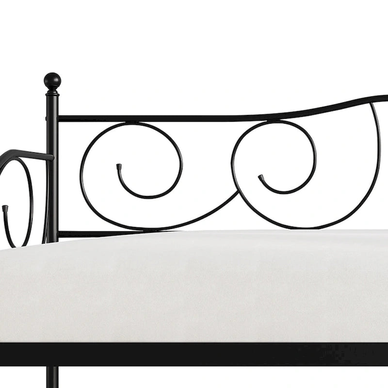 Twin Metal Daybed with Storage - Black/White/Brown-3