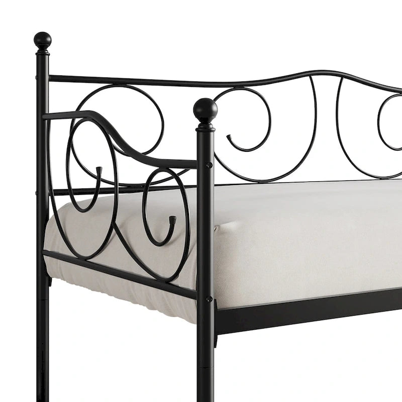 Twin Metal Daybed with Storage - Black/White/Brown-4