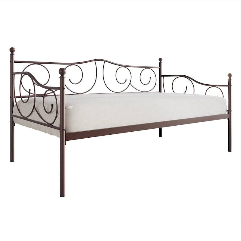 Twin Metal Daybed with Storage - Black/White/Brown-7