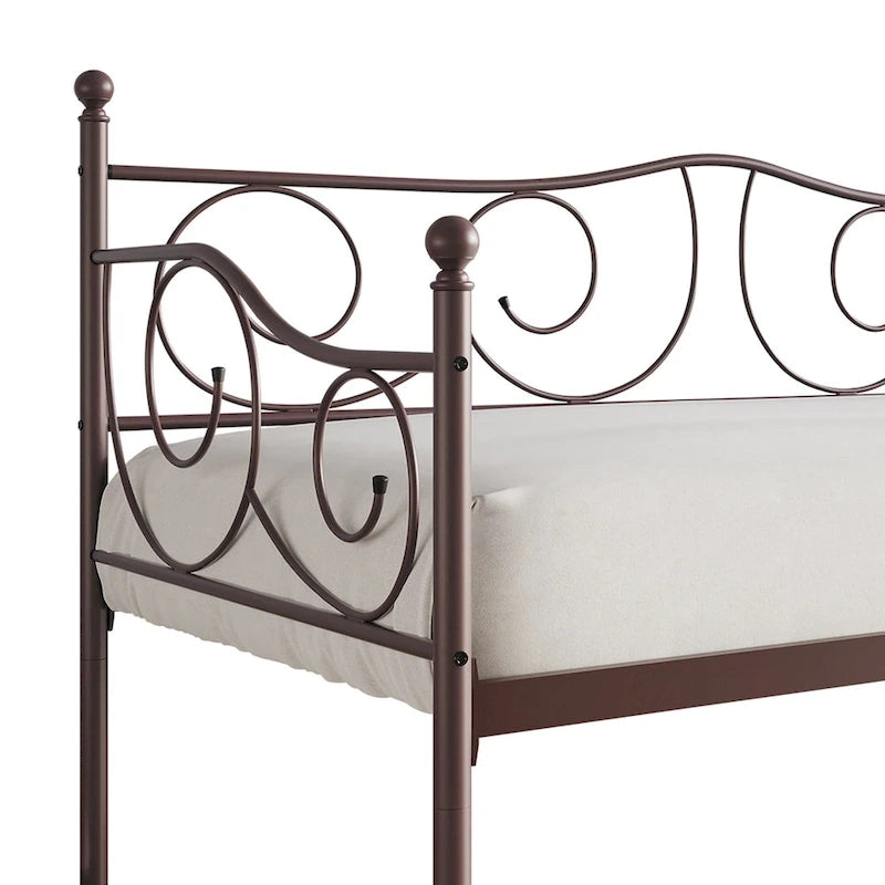 Twin Metal Daybed with Storage - Black/White/Brown-9