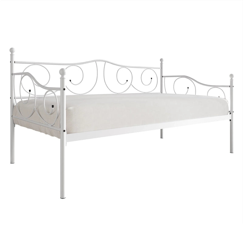 Twin Metal Daybed with Storage - Black/White/Brown-12