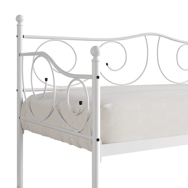 Twin Metal Daybed with Storage - Black/White/Brown-14