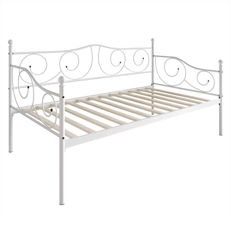 Twin Metal Daybed with Storage - Black/White/Brown-15