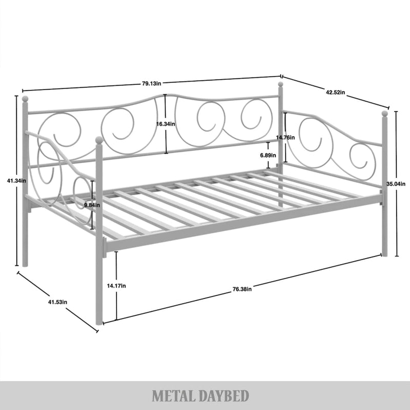 Twin Metal Daybed with Storage - Black/White/Brown-17