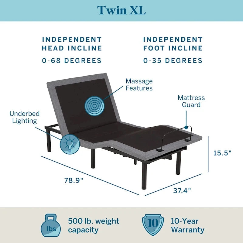 Adjustable Bed Base with Wireless Remote - Queen/Full/Twin XL-12