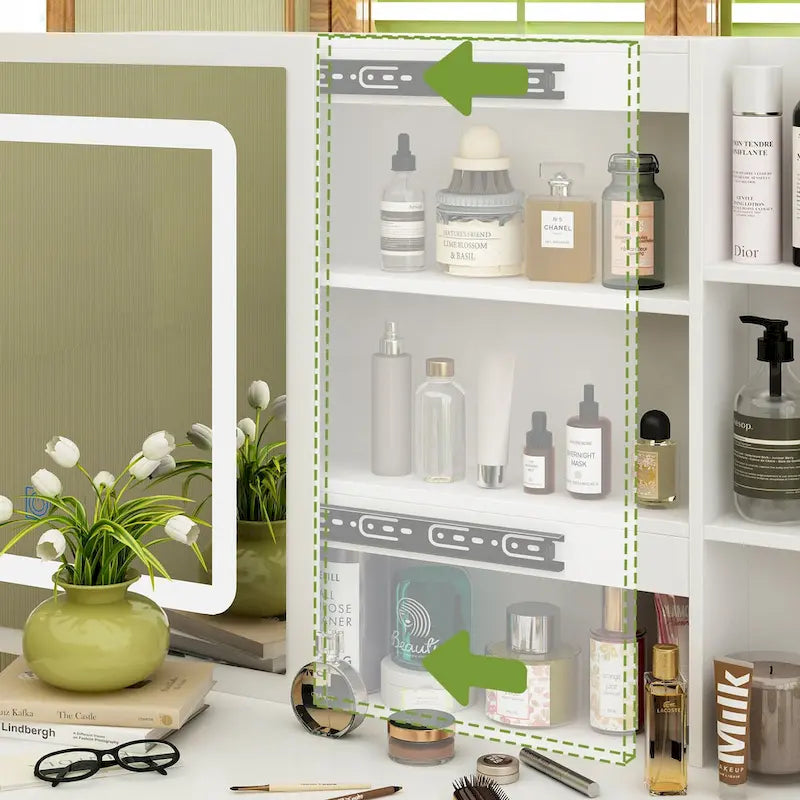 39.4Wide Makeup Vanity Set with Stool and Touching Light Mirror - 39.4W-6