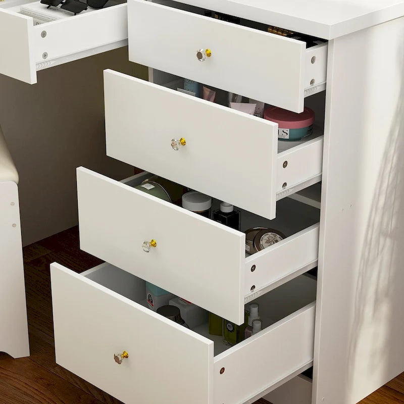 39.4Wide Makeup Vanity Set with Stool and Touching Light Mirror - 39.4W-7