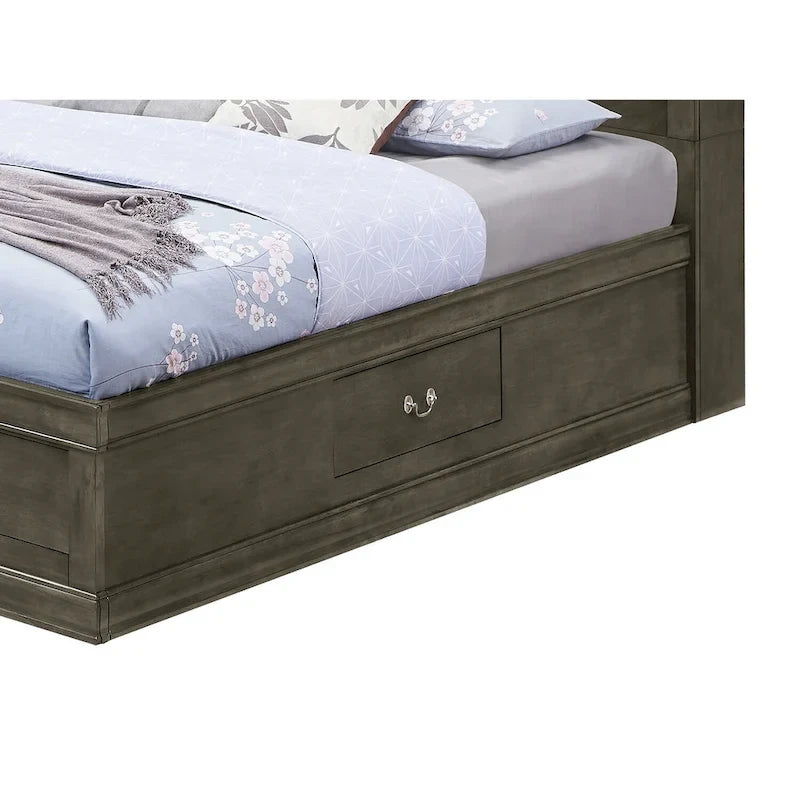 Louis Philippe Queen Storage Platform Bed-3