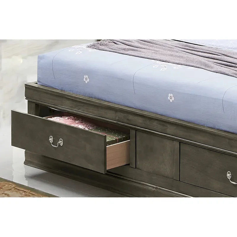 Louis Philippe Queen Storage Platform Bed-5