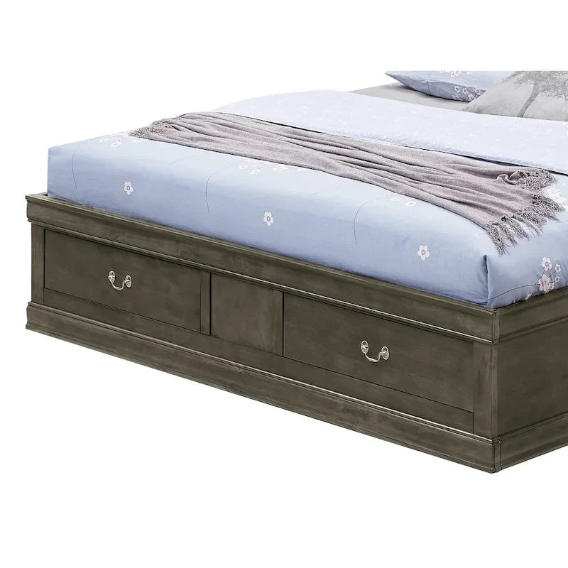 Louis Philippe Queen Storage Platform Bed-7