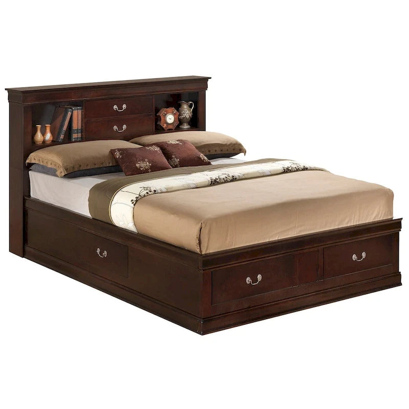 Louis Philippe Queen Storage Platform Bed-14