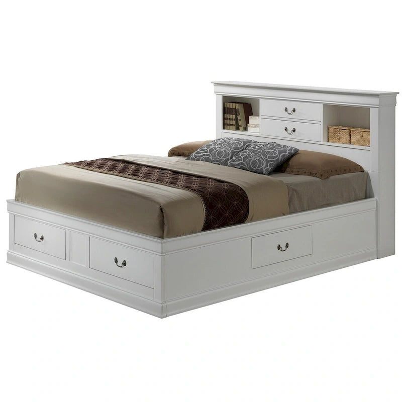 Louis Philippe Queen Storage Platform Bed-18