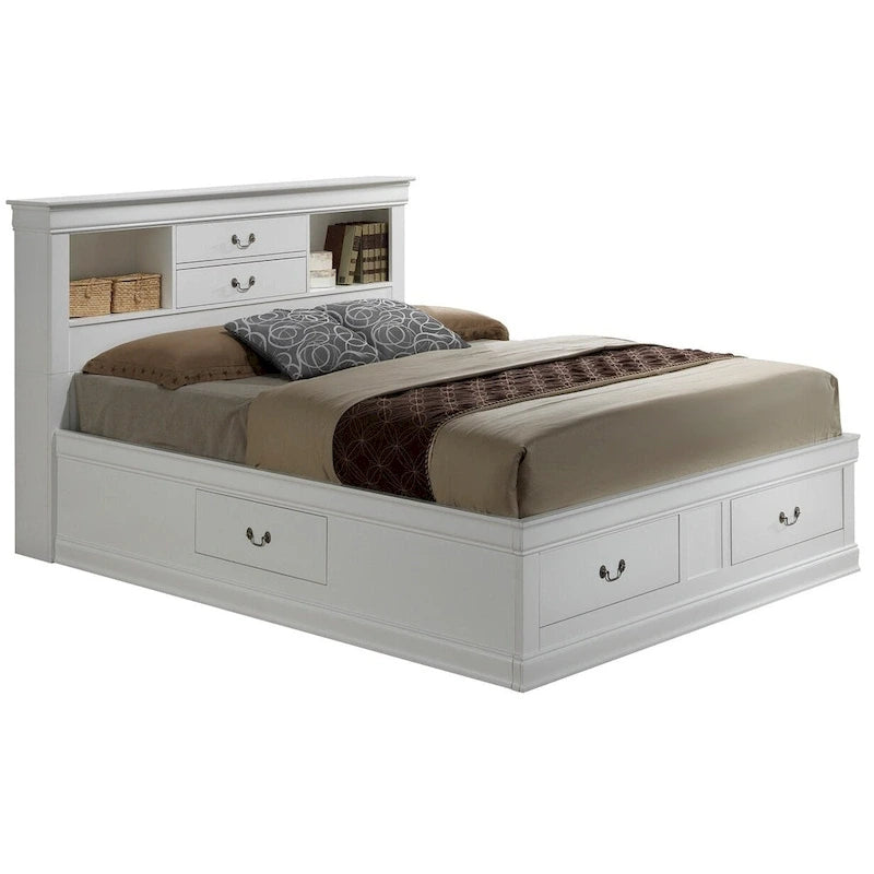 Louis Philippe Queen Storage Platform Bed-19