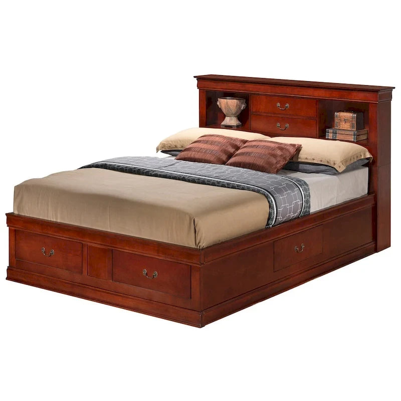 Louis Philippe Queen Storage Platform Bed-22