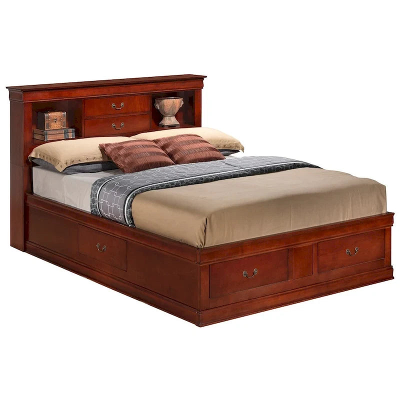 Louis Philippe Queen Storage Platform Bed-23