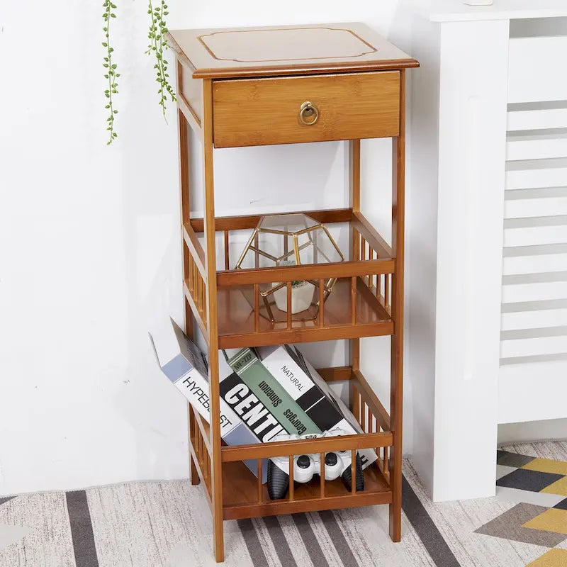Solid Wood End Table With Storage-4