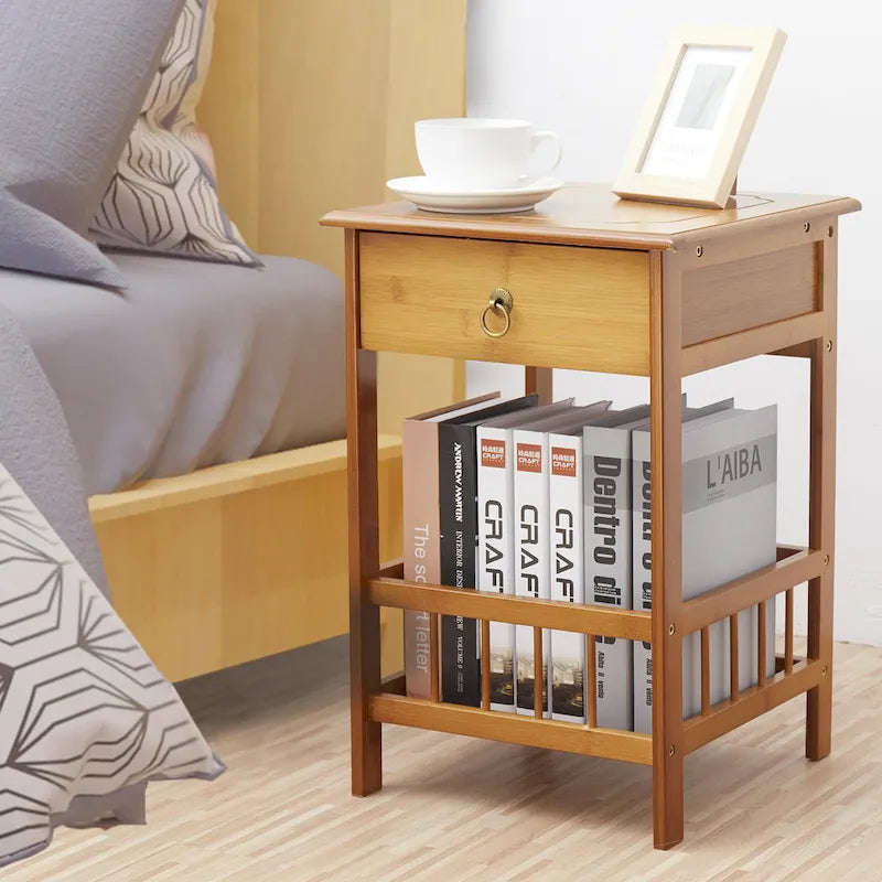 Solid Wood End Table With Storage-8
