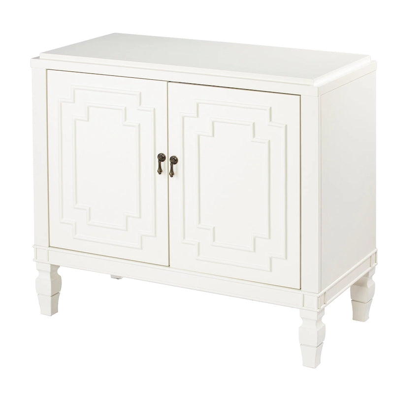 Antique White Double-Door Cabinet with Adjustable Shelves-6