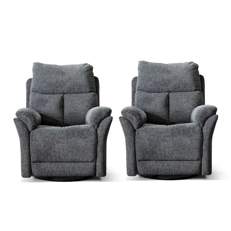 Swivel Rocker Fabric Recliner Chair Manual Reclining Sofa Set of two-3