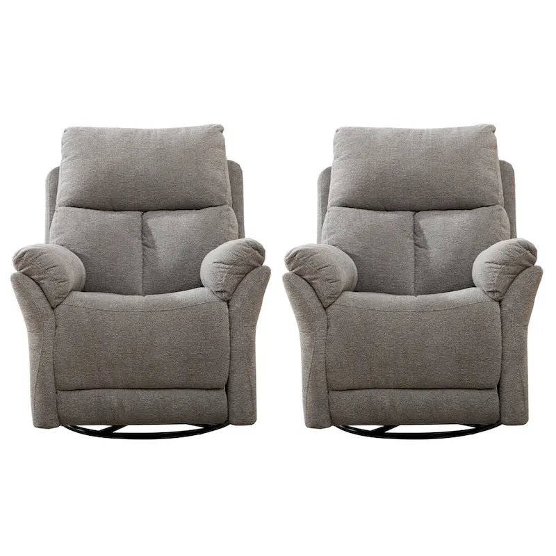 Swivel Rocker Fabric Recliner Chair Manual Reclining Sofa Set of two-5