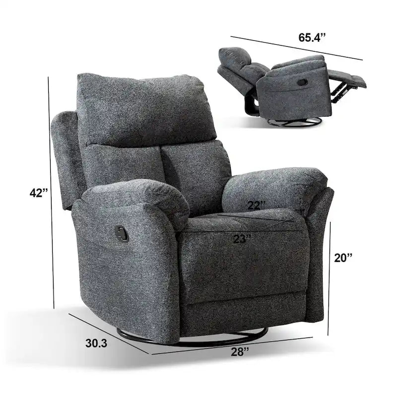 Swivel Rocker Fabric Recliner Chair Manual Reclining Sofa Set of two-12