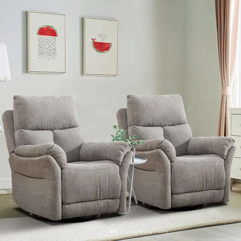 Swivel Rocker Fabric Recliner Chair Manual Reclining Sofa Set of two-13