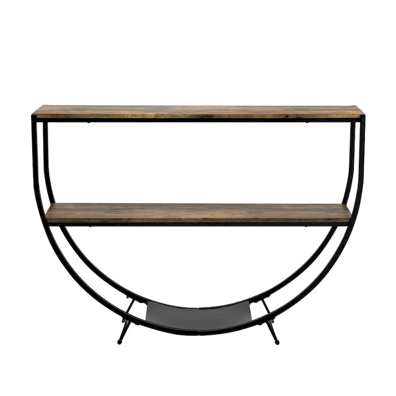 Merax Rustic Industrial Design Demilune Shape Console Table-3