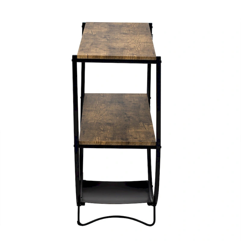 Merax Rustic Industrial Design Demilune Shape Console Table-6