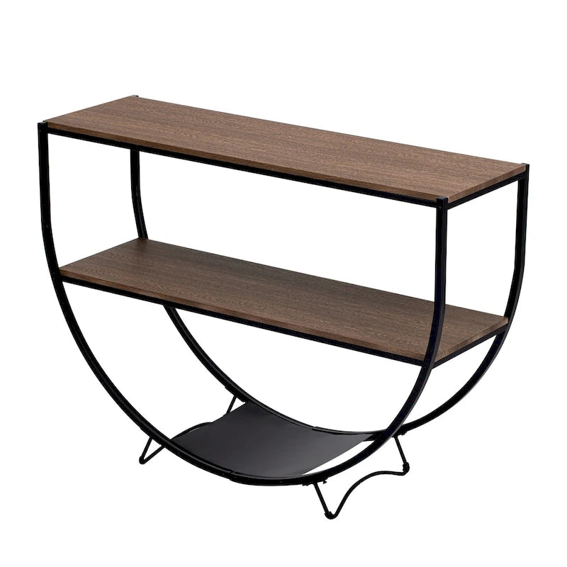 Merax Rustic Industrial Design Demilune Shape Console Table-13