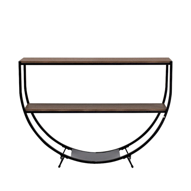Merax Rustic Industrial Design Demilune Shape Console Table-14