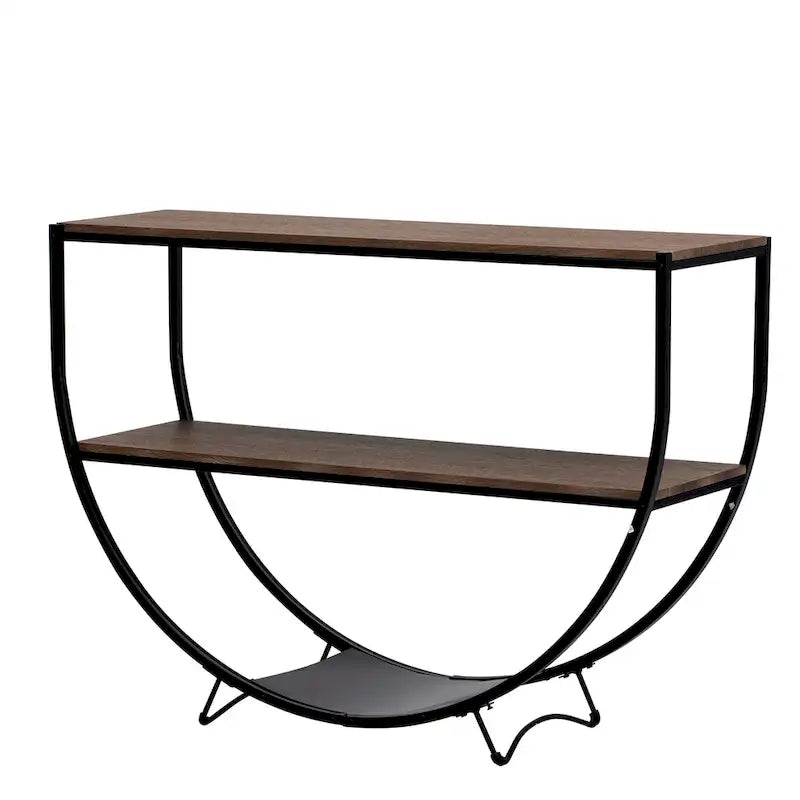 Merax Rustic Industrial Design Demilune Shape Console Table-15