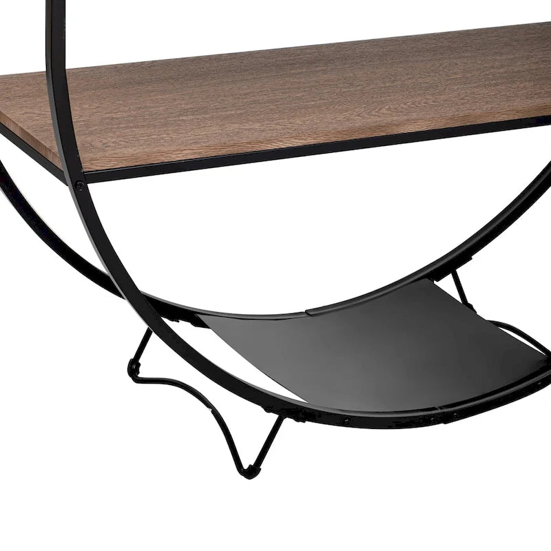 Merax Rustic Industrial Design Demilune Shape Console Table-16