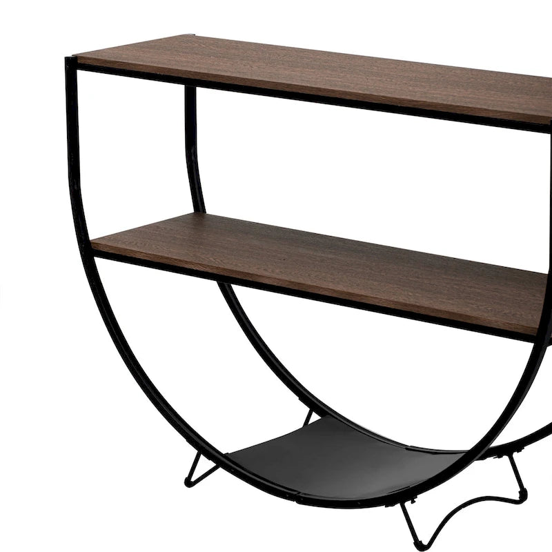 Merax Rustic Industrial Design Demilune Shape Console Table-17