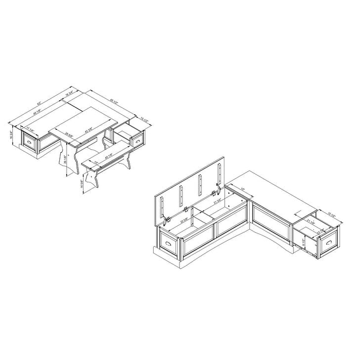 Ame Walnut Backless Nook Table Set-2