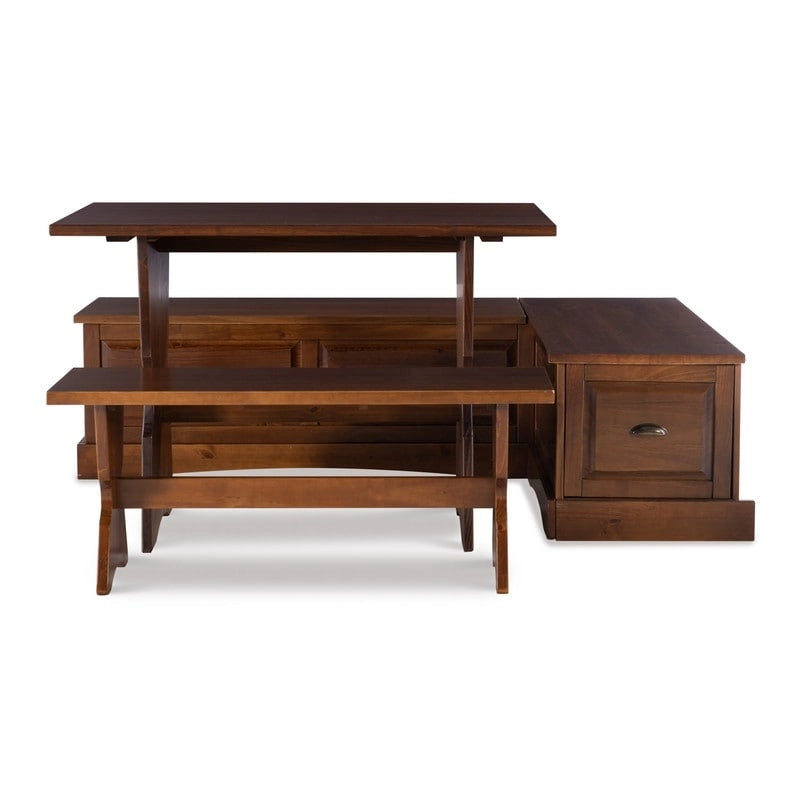 Ame Walnut Backless Nook Table Set-4
