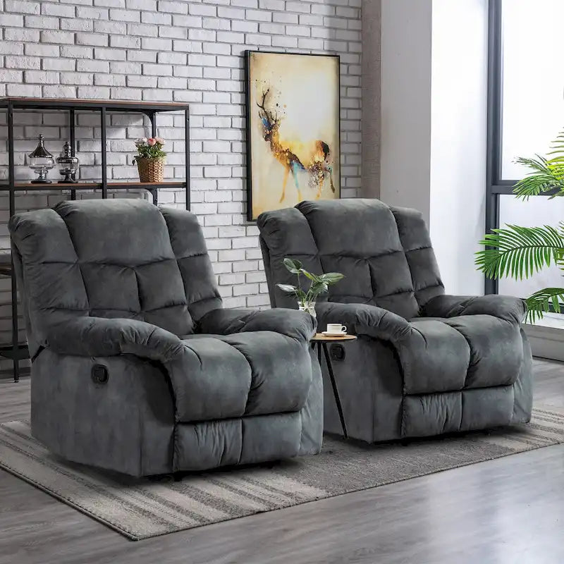 Manual Reclining Fabric Recliner and Single Sofa-4