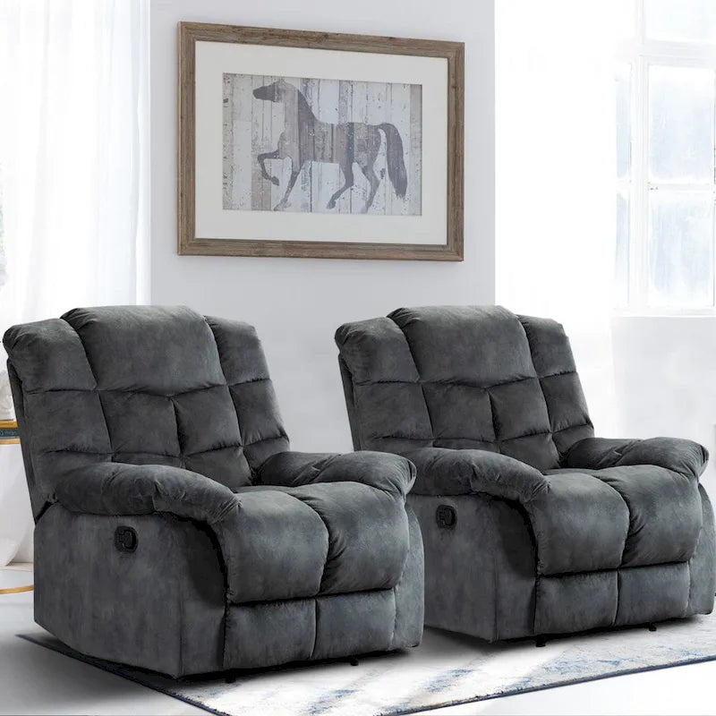 Manual Reclining Fabric Recliner and Single Sofa-10