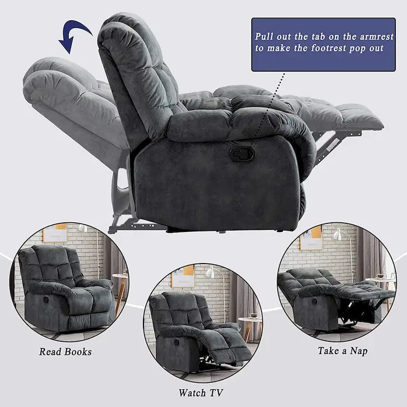 Manual Reclining Fabric Recliner and Single Sofa-18