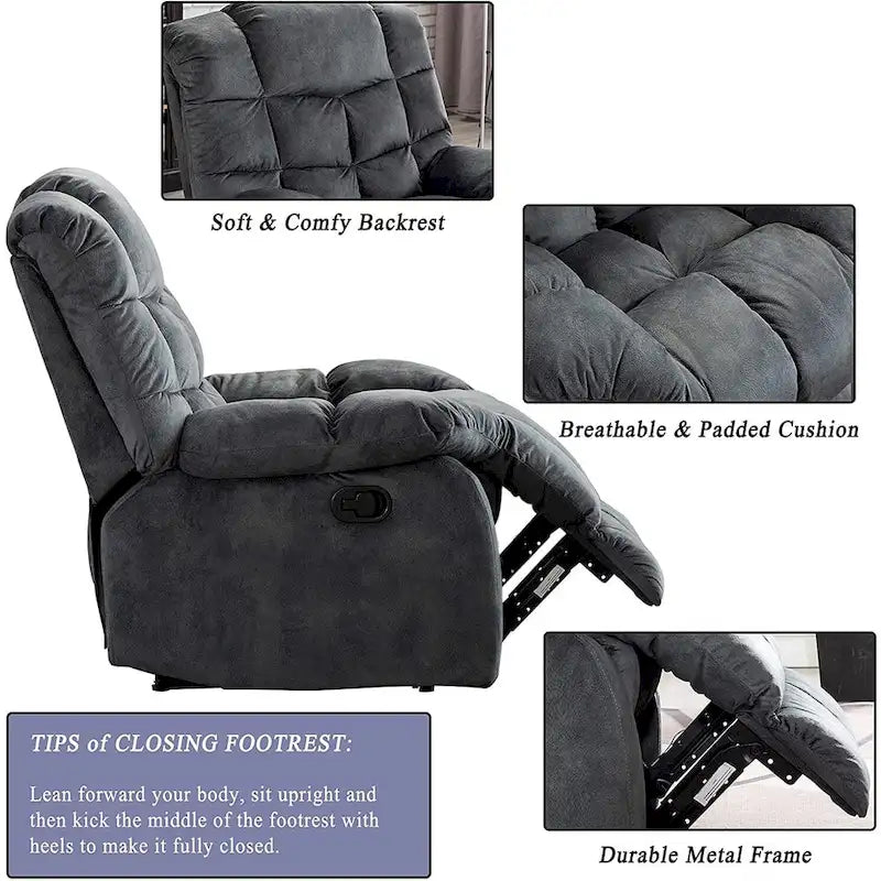 Manual Reclining Fabric Recliner and Single Sofa-19