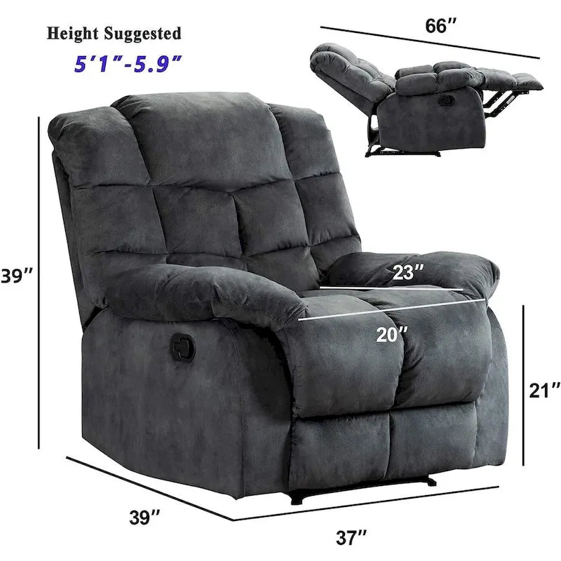 Manual Reclining Fabric Recliner and Single Sofa-20