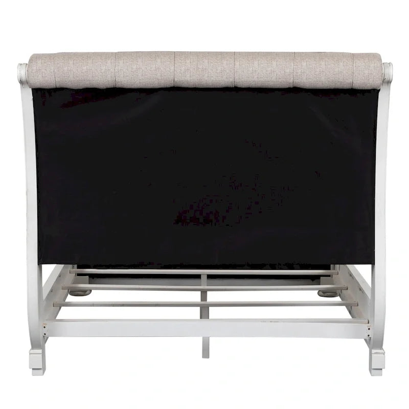 Antique White King Upholstered Sleigh Bed-6