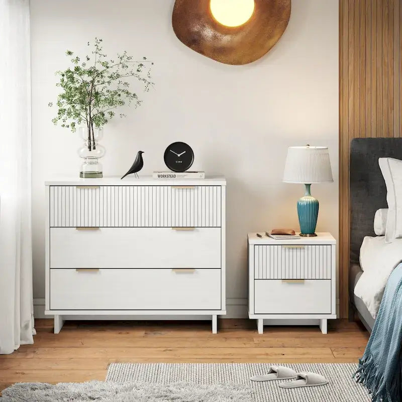 Manhattan Comfort 2-Piece Granville Modern Solid Wood Standard Dresser and Nightstand Set-49