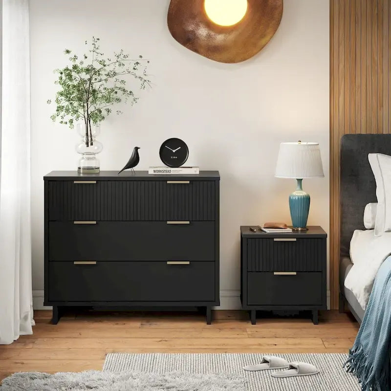 Manhattan Comfort 2-Piece Granville Modern Solid Wood Standard Dresser and Nightstand Set-52