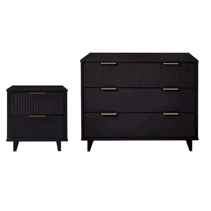 Manhattan Comfort 2-Piece Granville Modern Solid Wood Standard Dresser and Nightstand Set-2