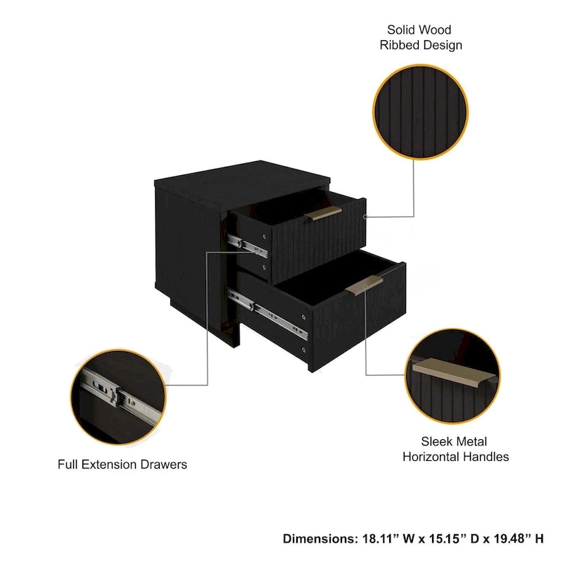 Manhattan Comfort 2-Piece Granville Modern Solid Wood Standard Dresser and Nightstand Set-5