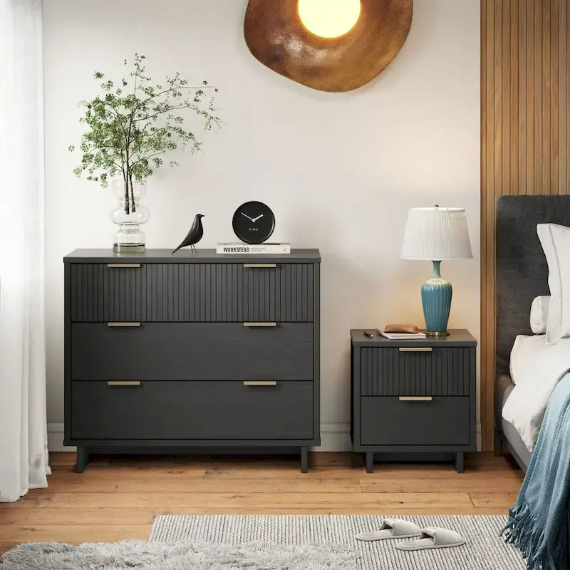 Manhattan Comfort 2-Piece Granville Modern Solid Wood Standard Dresser and Nightstand Set-37