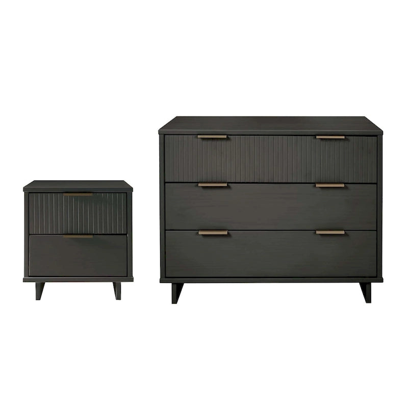 Manhattan Comfort 2-Piece Granville Modern Solid Wood Standard Dresser and Nightstand Set-38
